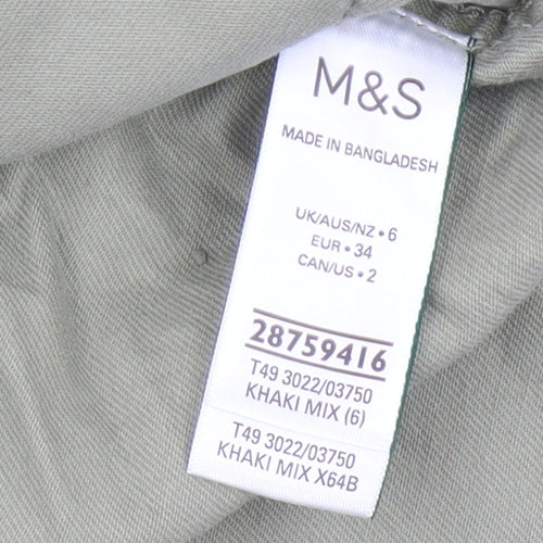 Marks and Spencer Women's Green Military Jacket - Size 6