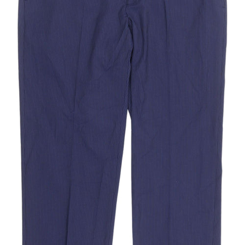 Marks & Spencer Men's Blue Striped Dress Pants 34