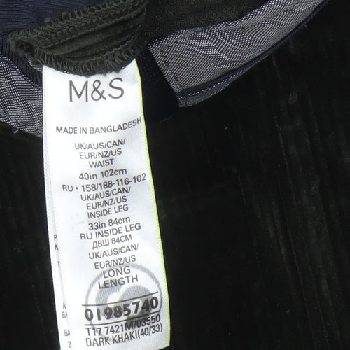 Marks and Spencer Men's Green Corduroy Trousers