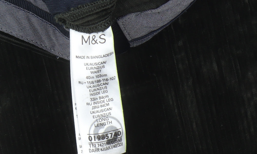 Marks and Spencer Men's Green Corduroy Trousers