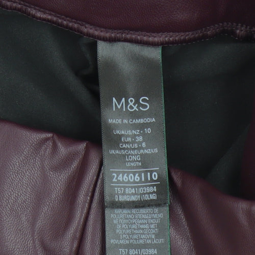 Marks & Spencer Women's Burgundy Ankle Leggings Size 10