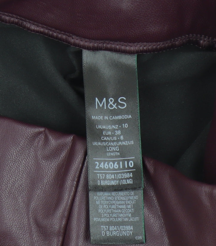 Marks & Spencer Women's Burgundy Ankle Leggings Size 10
