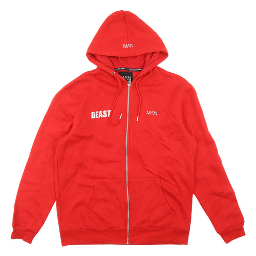 boohooMAN Red Full Zip Hoodie - Men's L