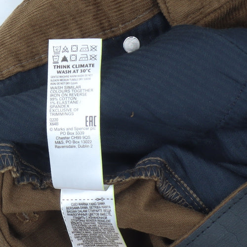 Marks and Spencer Men's Brown Slim Corduroy Trousers