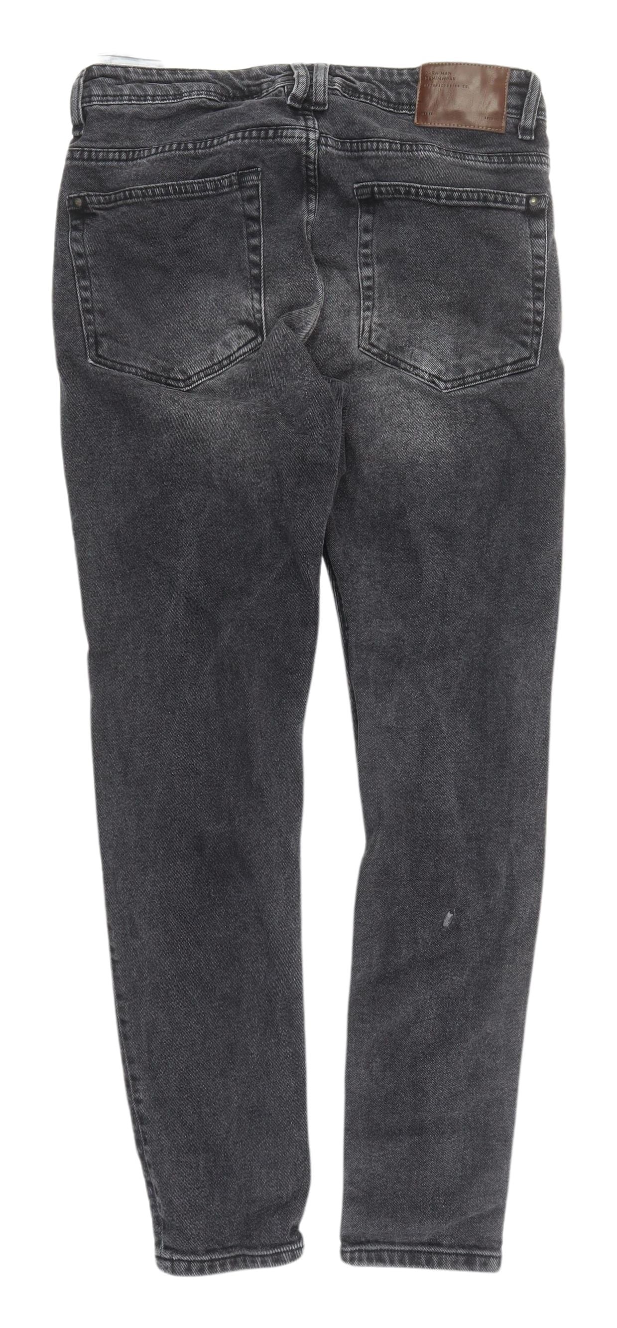 Zara Man Slim Fit Black Denim Jeans, Size 14