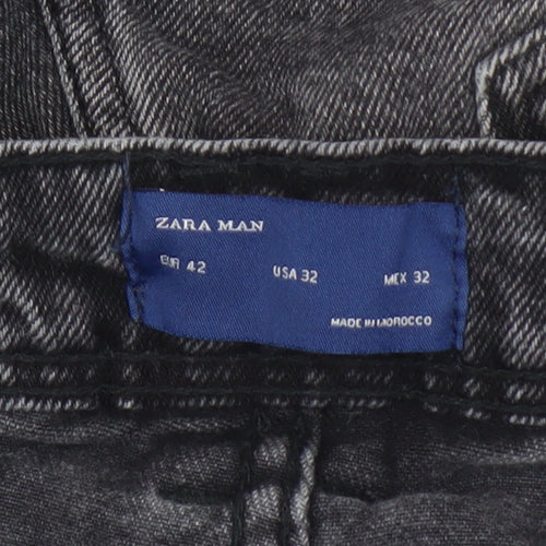 Zara Man Slim Fit Black Denim Jeans, Size 14