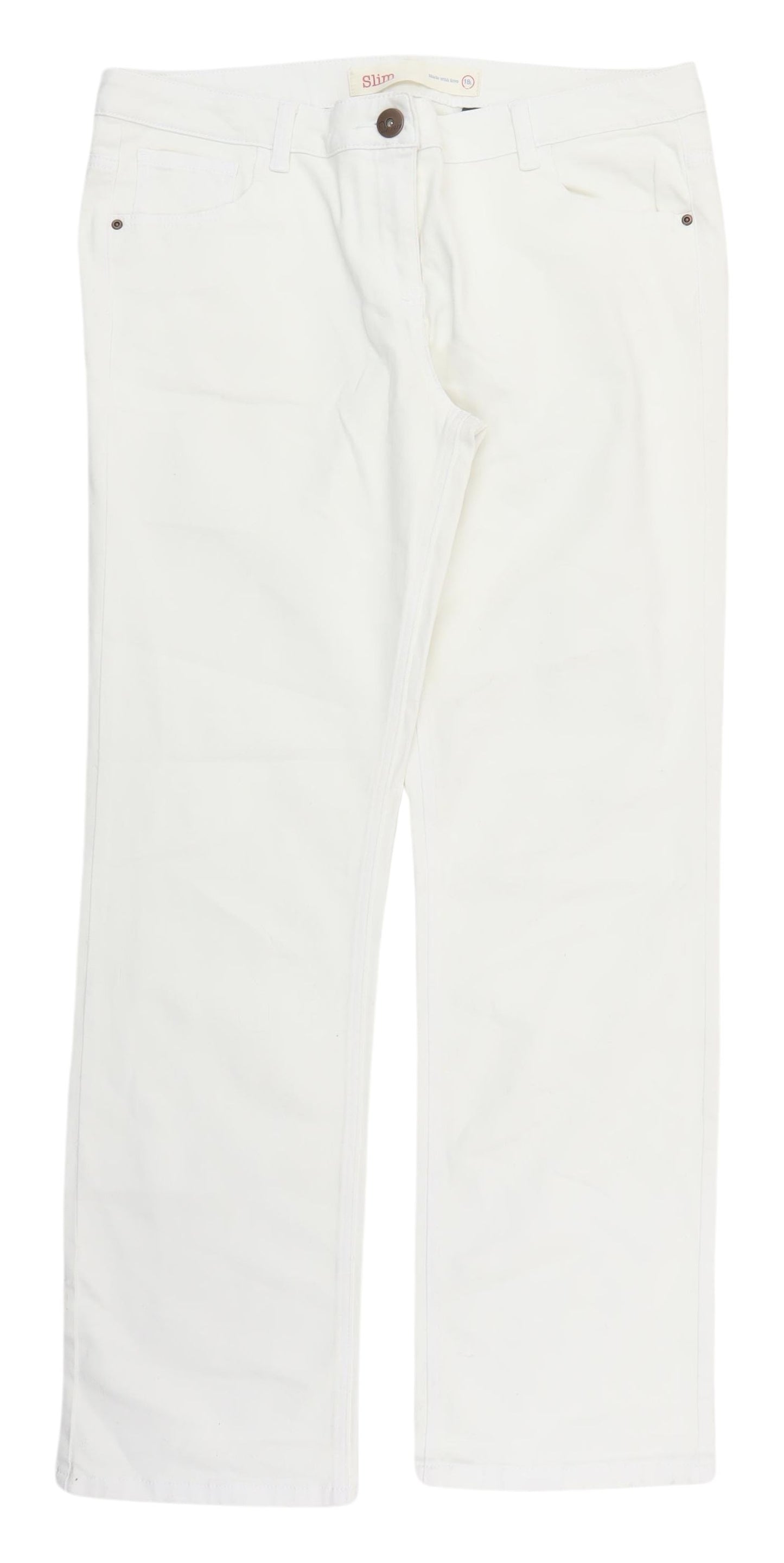 Next Women's Slim White Jeans - 18L, Straight Style