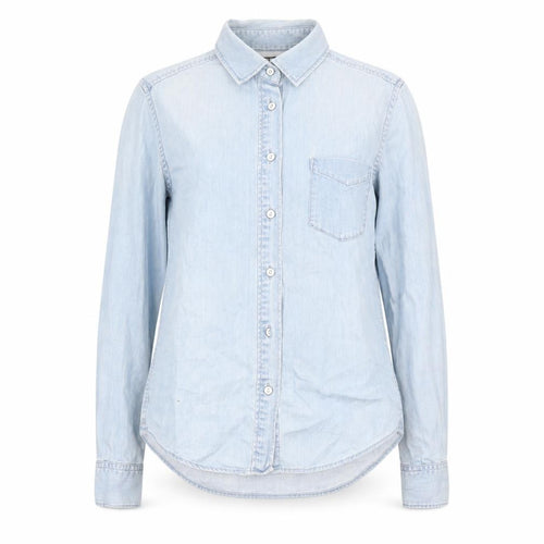 Unisex Denim Blue Button-Up Long Sleeve Shirt by Uniqlo