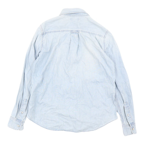 Unisex Denim Blue Button-Up Long Sleeve Shirt by Uniqlo