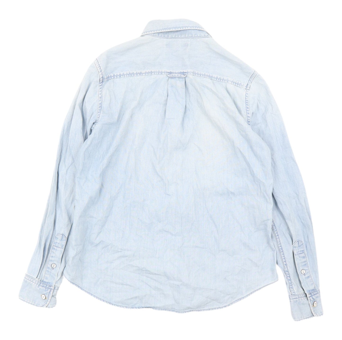 Unisex Denim Blue Button-Up Long Sleeve Shirt by Uniqlo