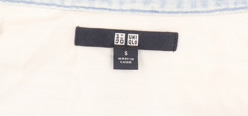 Unisex Denim Blue Button-Up Long Sleeve Shirt by Uniqlo
