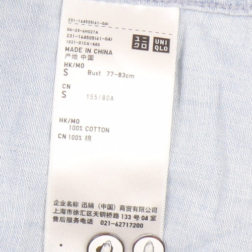 Unisex Denim Blue Button-Up Long Sleeve Shirt by Uniqlo