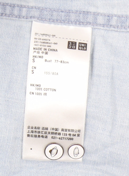 Unisex Denim Blue Button-Up Long Sleeve Shirt by Uniqlo