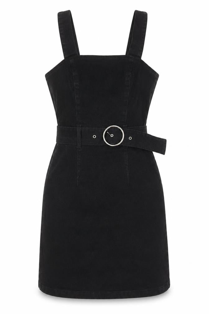 Denim Co Women's Black Pinafore Dress, UK 8