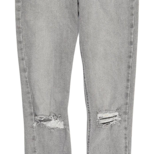 New Look Women's Grey Skinny Jeans, Size 8, Distressed, Mid Rise