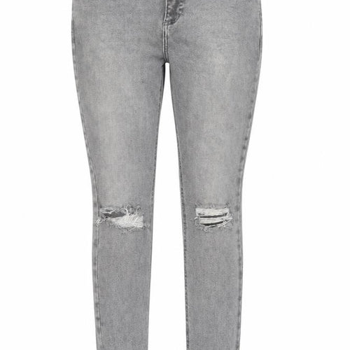 New Look Women's Grey Skinny Jeans, Size 8, Distressed, Mid Rise