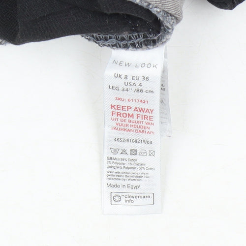 New Look Women's Grey Skinny Jeans, Size 8, Distressed, Mid Rise
