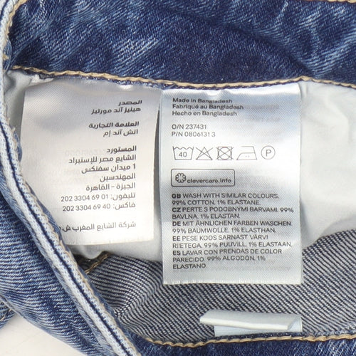 Women's High Waist Blue Straight Distressed Jeans, Size 8