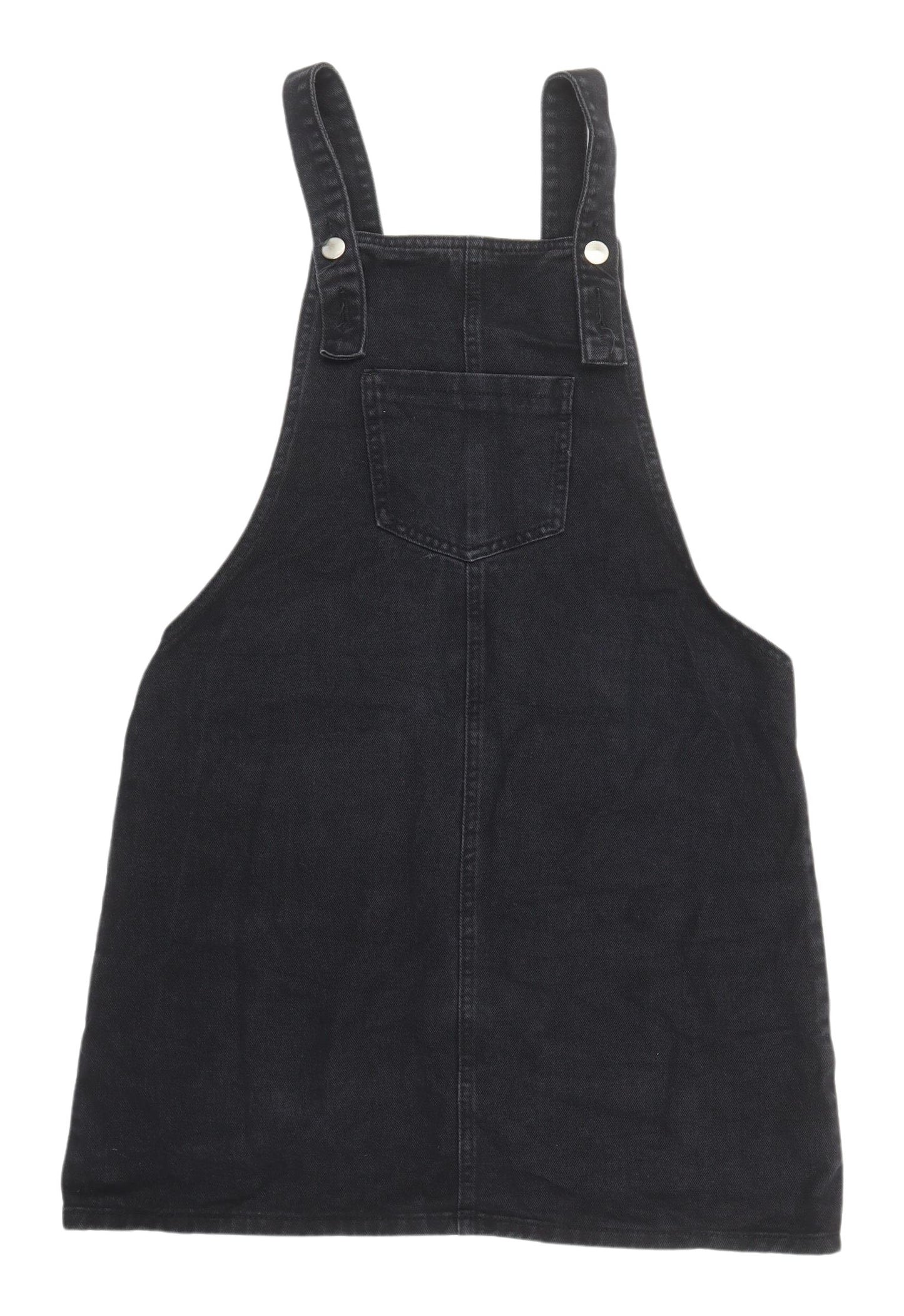 Boohoo Women's Black Pinafore Denim Dress M