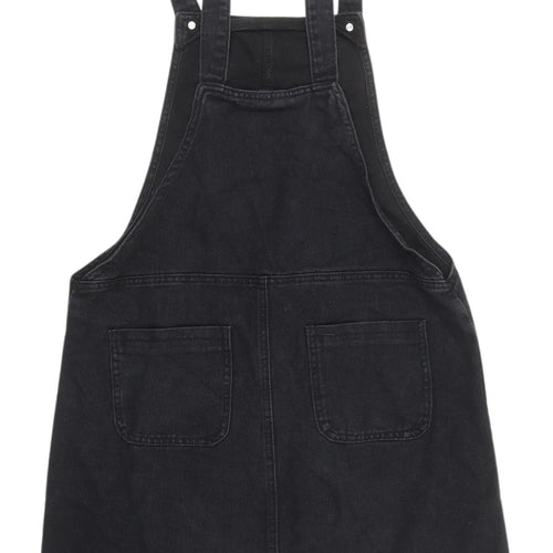 Boohoo Women's Black Pinafore Denim Dress M