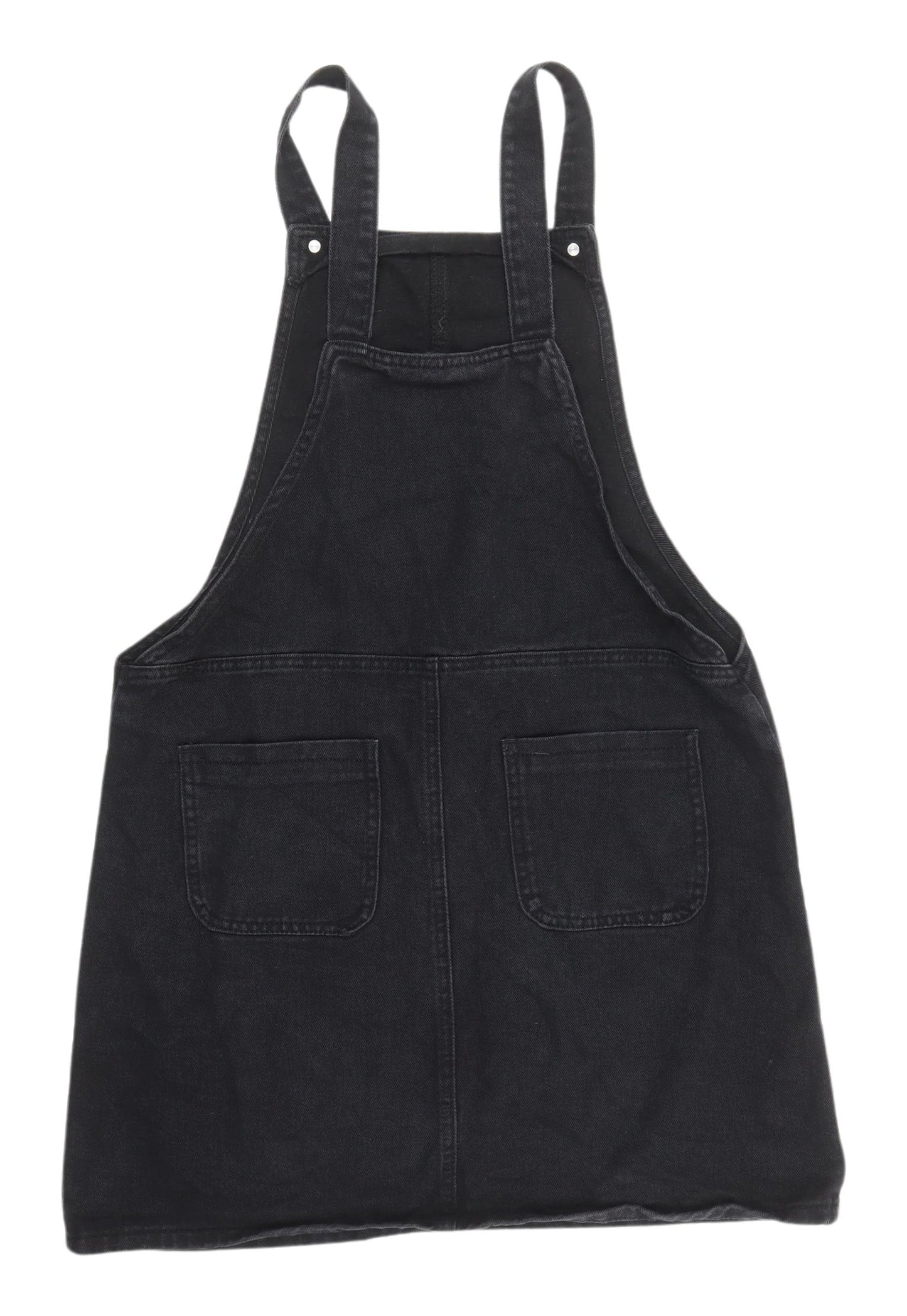Boohoo Women's Black Pinafore Denim Dress M