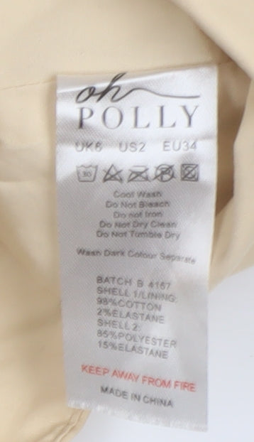 Oh Polly Women's Beige Cropped Top, Size 6, Puff Sleeve