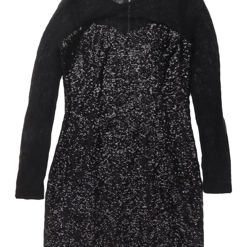 H&M Women's Black Sequin Bodycon Dress Size 8