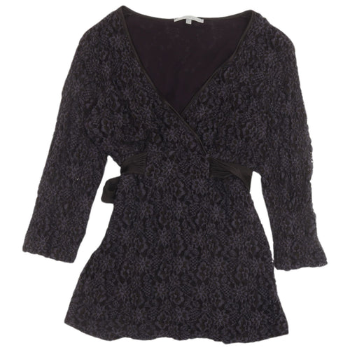 Karen Cole Women's Black Lace Wrap Blouse L