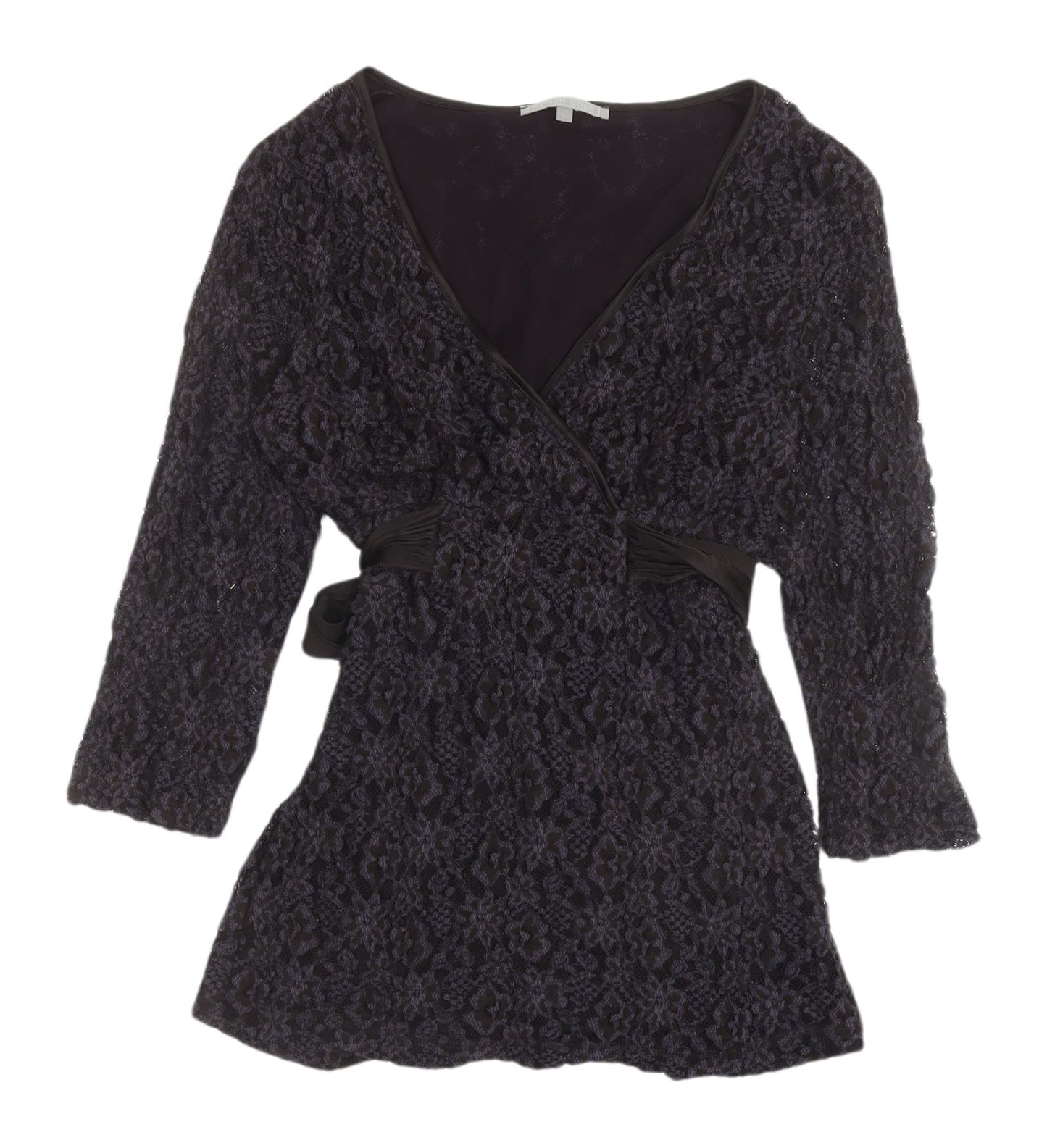 Karen Cole Women's Black Lace Wrap Blouse L