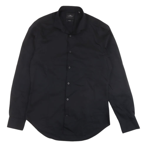 Moss London Men's Black Long Sleeve Button-Up Shirt