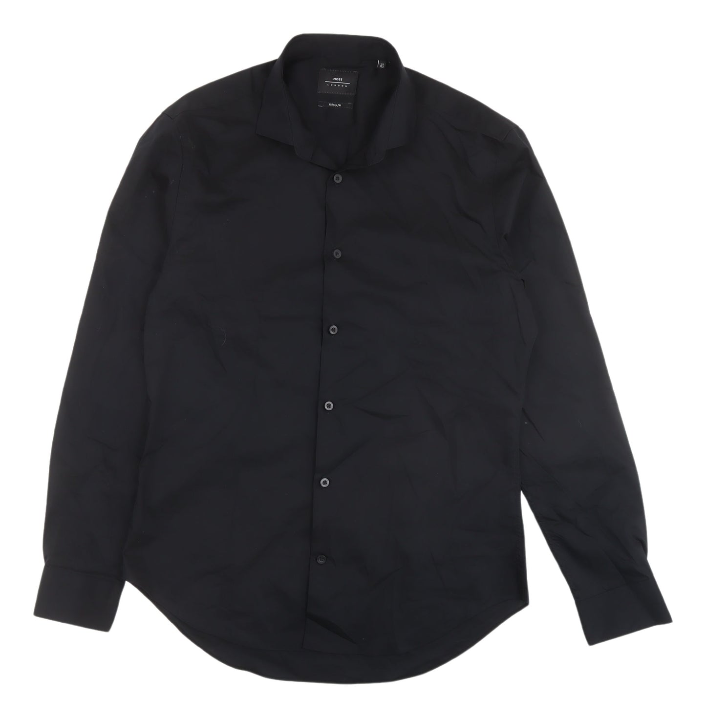 Moss London Men's Black Long Sleeve Button-Up Shirt