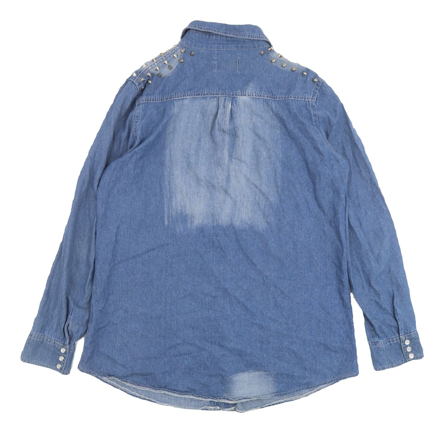 Jovonnista Womens Blue Denim Button-Up Shirt Size 12