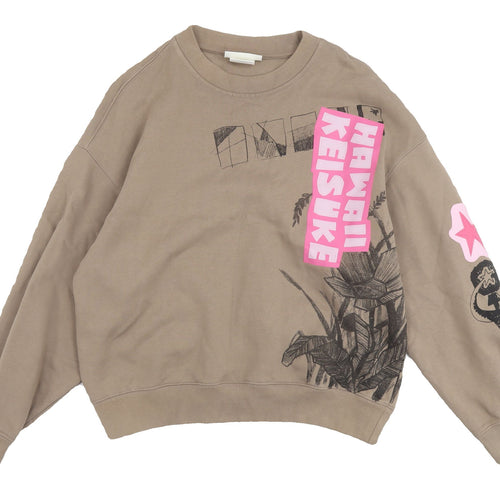 H&M Unisex Adults Brown Graphic Print Sweatshirt Size 12