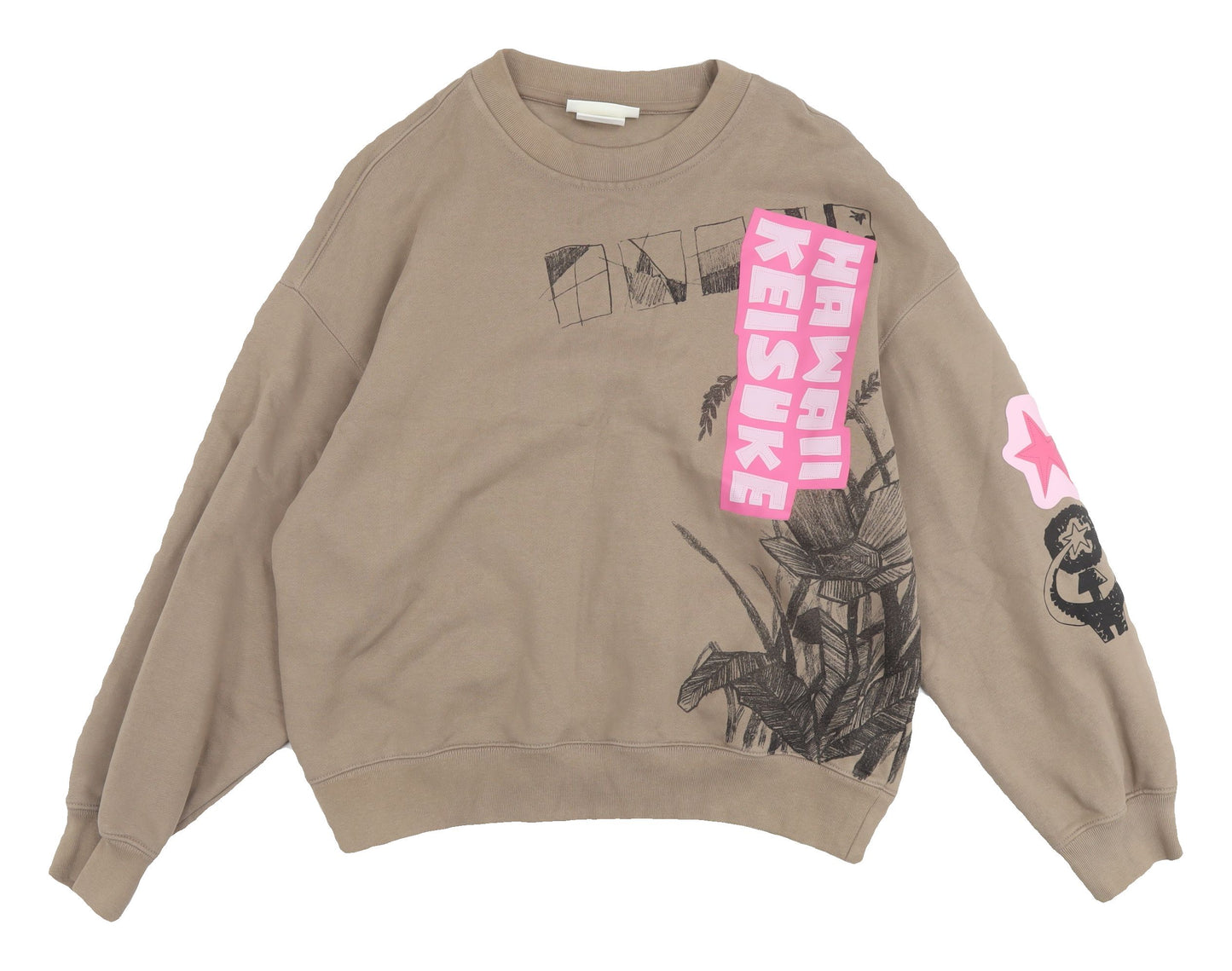 H&M Unisex Adults Brown Graphic Print Sweatshirt Size 12