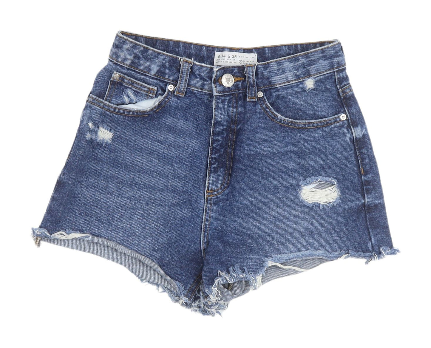 Primark Women's Blue Distressed Denim Cut-Off Shorts Size 6