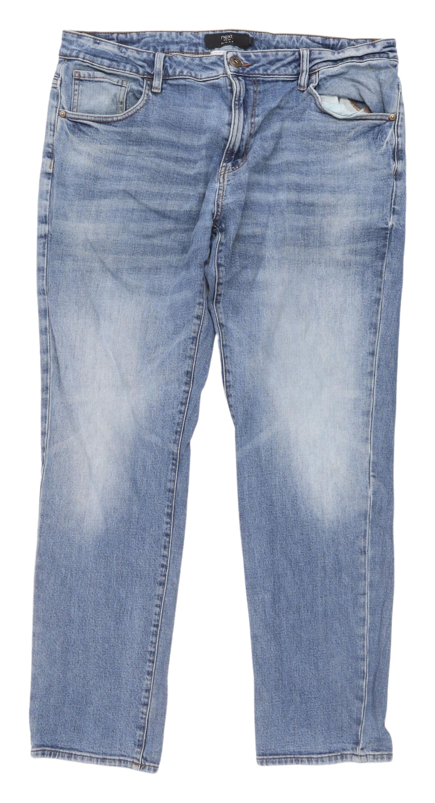 Next Men's Blue Straight Fit Stretch Jeans 38 Waist