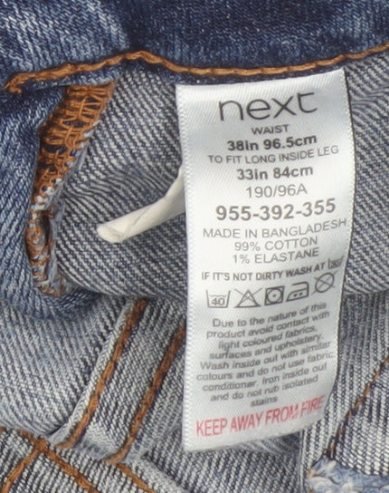 Next Men's Blue Straight Fit Stretch Jeans 38 Waist