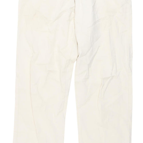 Zara Ivory Cotton Straight Jeans Women Size 2