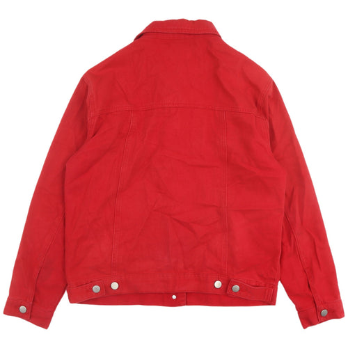 Boohoo Women's Red Denim Jacket Size 10