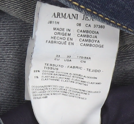 Armani Jeans Men's Blue Regular Denim, Size 33W 32L