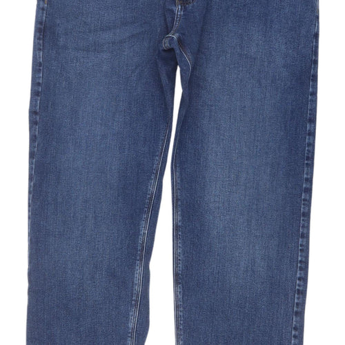 Marks and Spencer Men's Blue Straight Jeans, 34 Waist