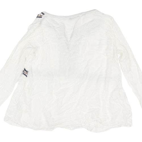 R édition Women's White Bohemian Embroidered Blouse Size 10