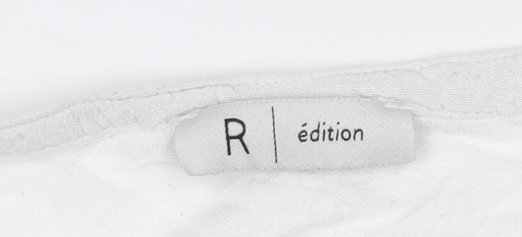 R édition Women's White Bohemian Embroidered Blouse Size 10