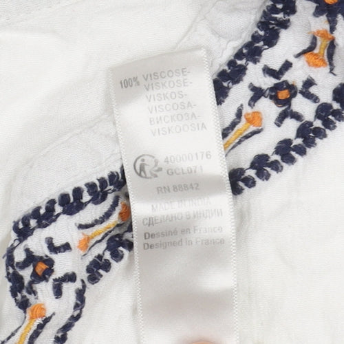 R édition Women's White Bohemian Embroidered Blouse Size 10