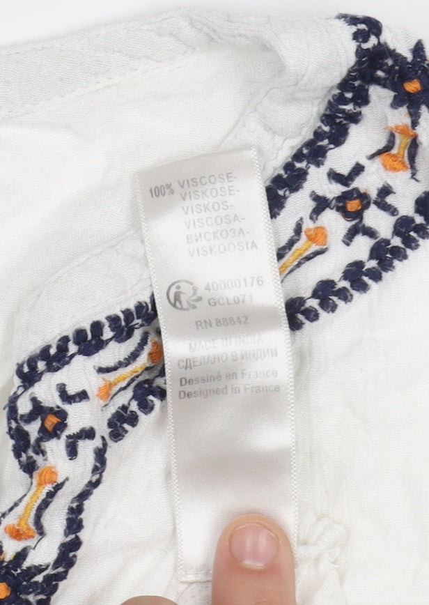 R édition Women's White Bohemian Embroidered Blouse Size 10