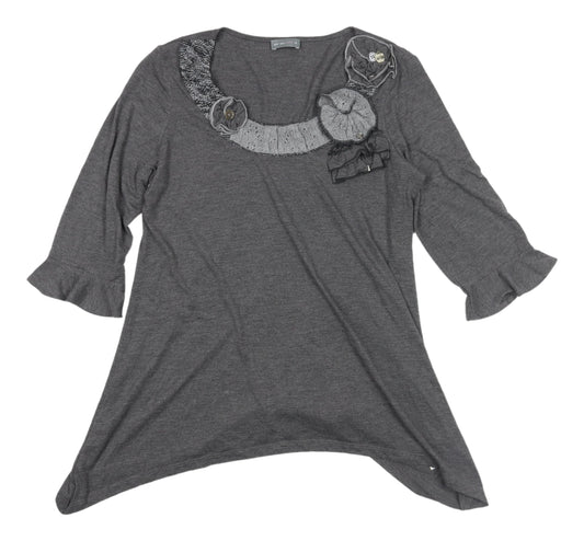 Marks & Spencer Women’s Grey Tunic Blouse 3/4 Sleeve Size 14