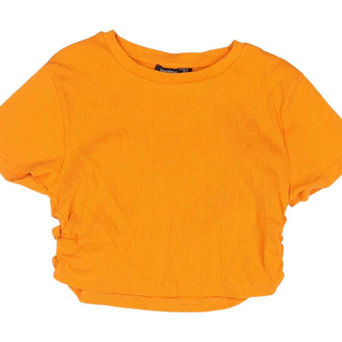 Boohoo Women's Orange Cropped T-Shirt - Size 10