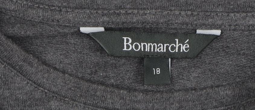 Bonmarché Women's Grey Sequin Star T-Shirt Size 18