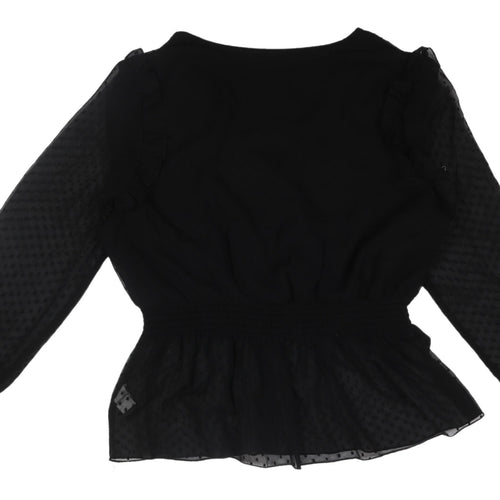 Boohoo Women's Black V-Neck Chiffon Blouse, Size 18