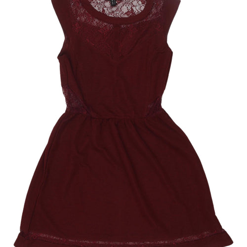 Jennyfer Women's Red Lace Fit & Flare Dress L